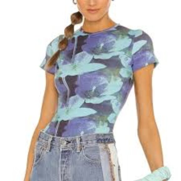 Miaou Tie Dye Abstract Baby Tee Purple and Blue Top - Picture 2 of 9
